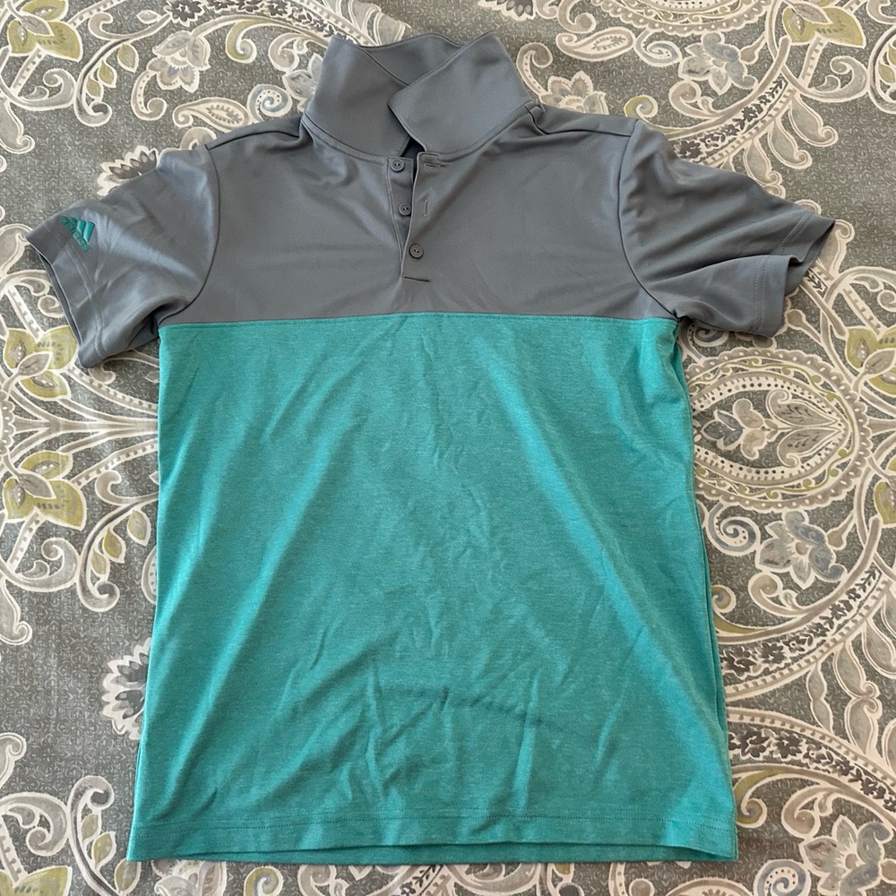 adidas Gray and Teal Boys Golf Polo